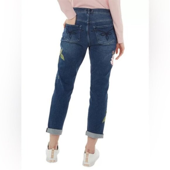 Ted Baker Khlowe Floral Embroidered Boyfriend Jeans - Picture 4 of 13